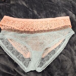 Victoria's Secret Peach and Light Blue Lace Panties